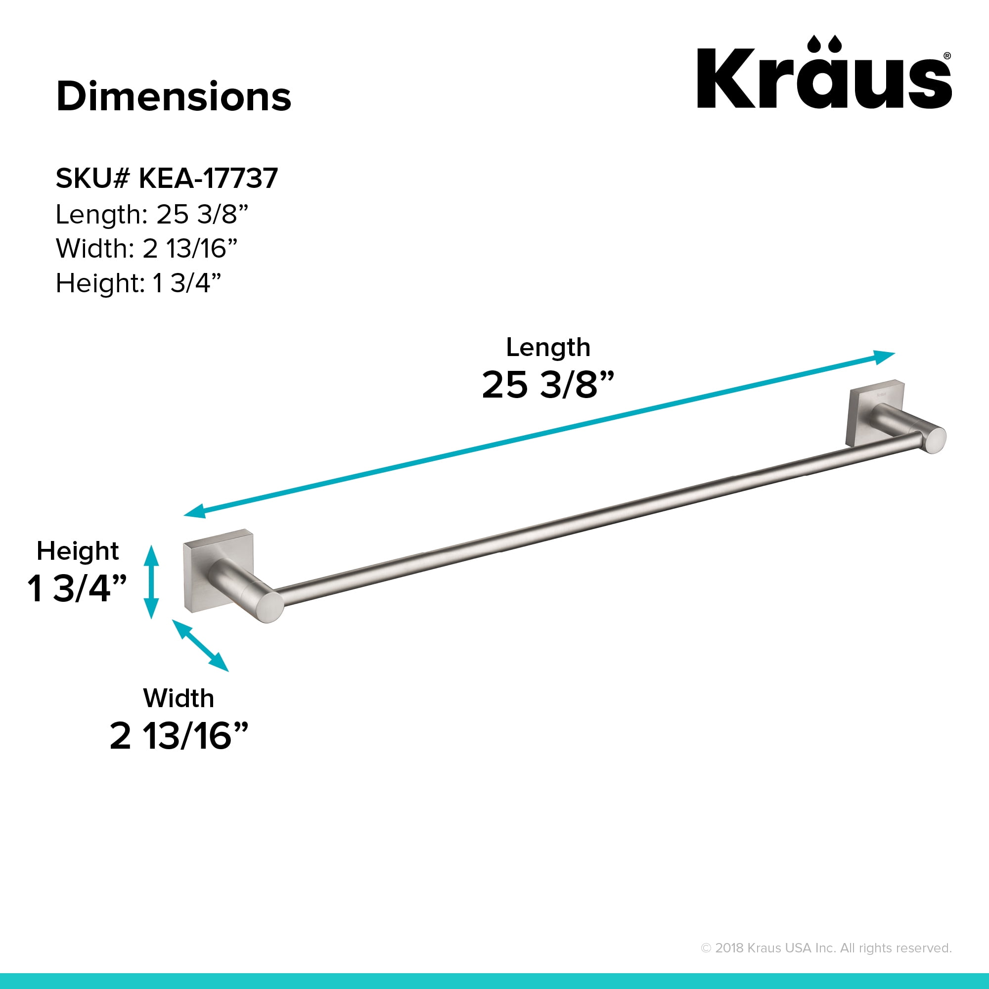 KRAUS Ventus 24-inch Bathroom Towel Bar, Brushed Nickel Finish
