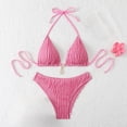 thumbnail image 4 of Wo-Fusoul Bikini Swimsuit for Women, Printed Bandeau Top and Bottom Set, Adjustable Straps, Removable Padding, Blue, Size L, 4 of 4