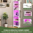 thumbnail image 5 of Uforic 67"Tall Corner Storage Cabinet with Door & LED Light, 5 Tier Corner Bookcase Cabinet, White, 5 of 9