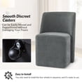 thumbnail image 4 of Upholstered Dining Chair with Casters Armless Accent Chair with Wheels Dining Room Kitchen Grey, 4 of 7