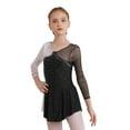thumbnail image 2 of Riismen Kids Girls Figure Skating Dress Long Sleeves Ballet Dance Skirted Leotards Gymnastics Outfits Black 10, 2 of 7