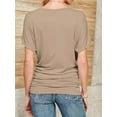 thumbnail image 4 of Women's Casual Short Sleeve Dolman Boat Neck Summer T Shirts with pleats Size S-3XL, 4 of 4