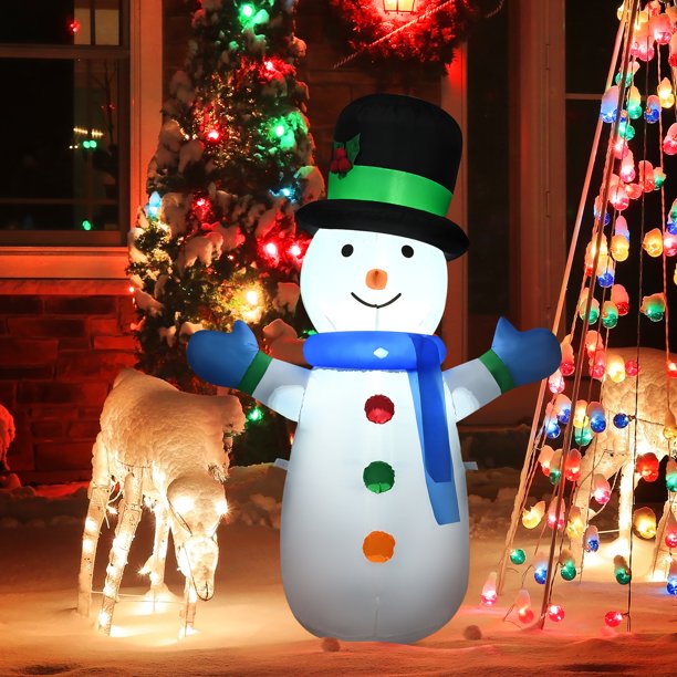Costway 4 FT Inflatable Christmas Snowman w/ LED Lights Blow Up Outdoor