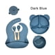 thumbnail image 4 of Silicone dinner plate, baby bib, toddler bowl, tableware, fork, anti-drop snack cup set, light blue cat ear 6-piece dining set, 4 of 4