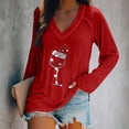 thumbnail image 1 of Pntutb moda mujer manga larga con cuello en v blusa con estampado de Navidad otoño causal pulóver tops Pntutb Pntutb-5268, 1 of 4