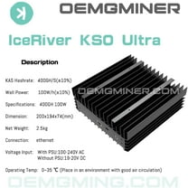 ICERIVER KS0 Ultra 400Gh Ultra 100w KAS Miner Kaspa Crypto Asic Miner Machine Quiet with Original PSU and US Cord