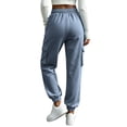 thumbnail image 6 of ZHYou No Boundarie Womens Cargo Pants Cuffed Casual Drawstring Elastic Waisted Loose Casual Athletic Sweatpants with Pockets,Gray,Size 3XL, 6 of 6