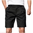 thumbnail image 2 of JTieacloth Men's Pleated Shorts Casual Business Shorts Stretch Waist Straight Leg Shorts Daily Wear(Black), 2 of 6