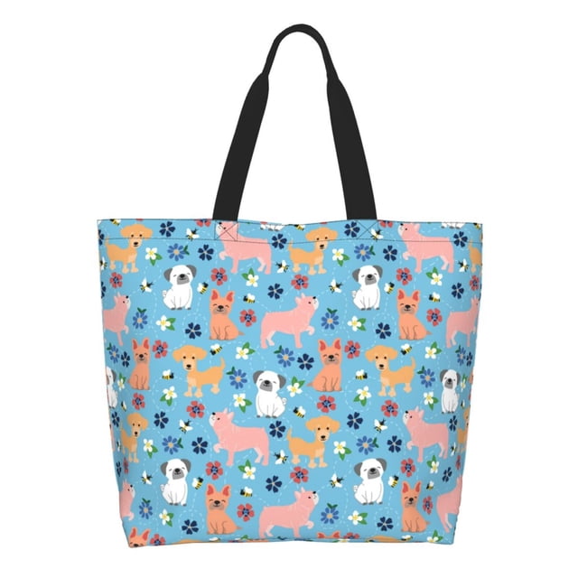 Disketp Cute Dog Bolsa Tote Estampada para Mujer, Bolso de Hombro y de Mano para Compras y Viajes