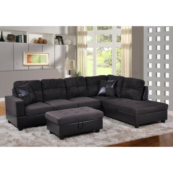 PonLiving Furniture Northstate Sectional with Ottoman / Upholstery: Espresso/Brown, Orientation: Right Hand Facing