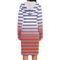thumbnail image 4 of Kaemgyyd Casual Dress for Women Fall Fashion Color Block Hooded Midi Dress Loose Button Drawstring Sweatshirt Dress with Pockets, 4 of 6