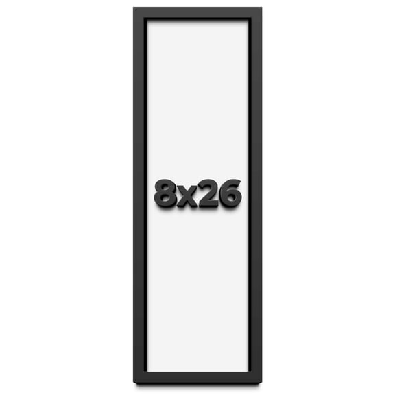 8x26 Shadow Box Frame Black | 1 inches Deep Real Wood Contemporary Shadowbox Display Frame | UV