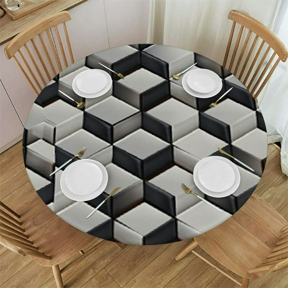 HAOXIT Sports Tablecloth, Soccer Ball Vivid Pattern Themed Geometrical Modern Design, Round Table Cover for Dining Room Kitchen Decor
