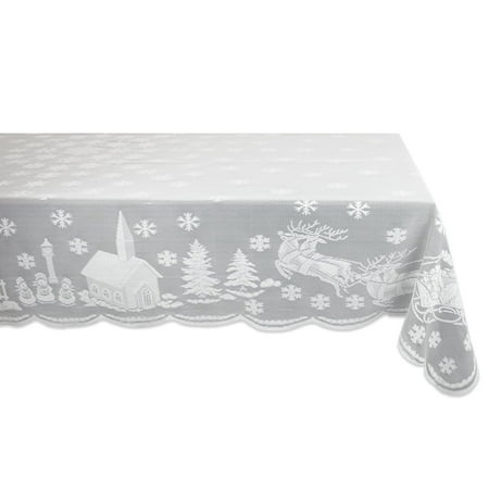 

Christmas Tablecloth Santa Claus Snowman Elk Embroidered Christmas Party Lace Tablecloth Round/Square 152cmx260cm
