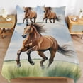 thumbnail image 6 of 3 Pcs Soft Bedding Set, Includes 1 Duvet Cover with Zipper And 2 Pillow Shams,Running Horse Oil Painting Twin(86"x70"), 6 of 8