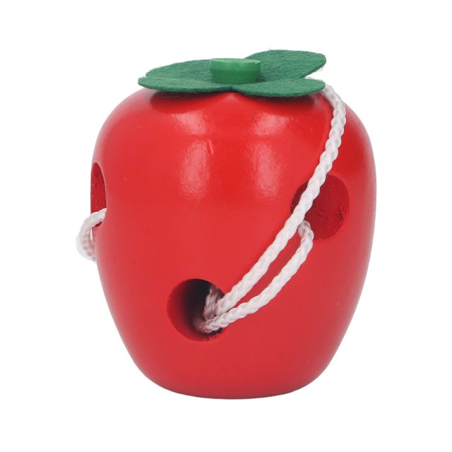 Threading Toy, Eat Apple Shape Educational Safe Wood Lacing Toy For Boys Girls For Kids