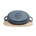 thumbnail image 2 of Basic Essentials 2PC Pre-Seasoned Cast Iron Oval Sizzler Plate with Cast Iron Handles, 2 of 4