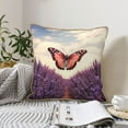 thumbnail image 4 of KLL Butterfly Over Lavender Decorative Throw Pillow Covers Velvet Soft for Couch Sofa Bedroom Living Room Outdoor (No pillow core)- 20"x20", 4 of 5
