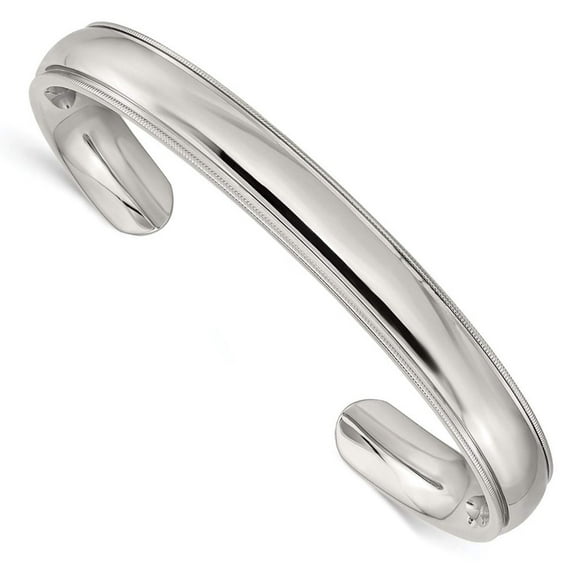 Stainless Steel Engravable Polished and Grooved Cuff Stackable Bangle Bracelet Measures 9mm Wide Jewelry for Women