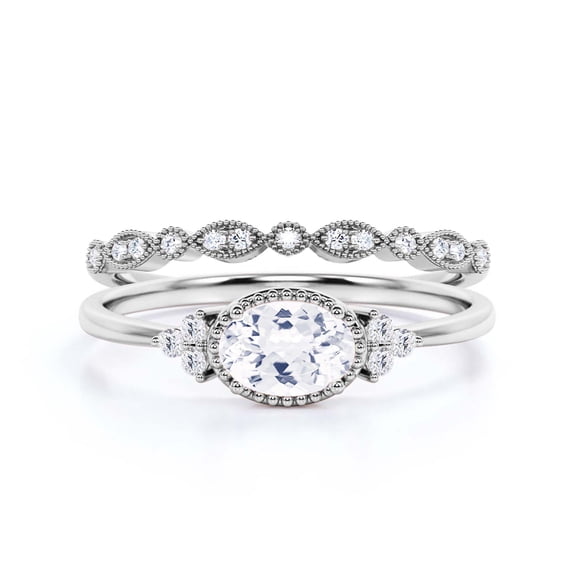 Gorgeous Art nouvea 1.90 Carat Oval Cut Diamond Moissanite Affordable Engagement Ring, Dainty Moissanite Wedding Ring, Bridal Rings Set in 925 Sterling Silver With 18k White Gold Plating Gift For Her