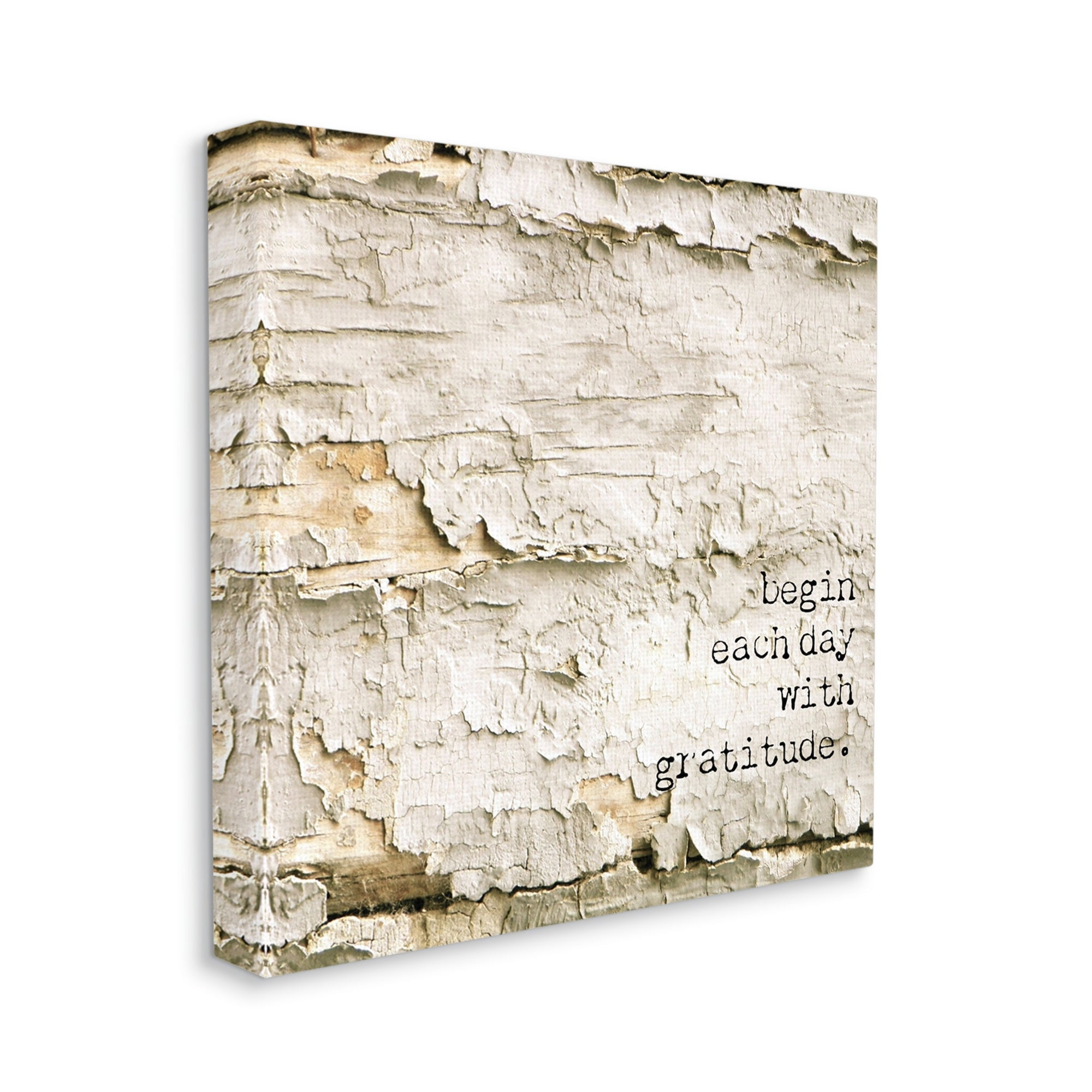 Stupell Industries Inspiring Gratitude Typography Phrase Rustic Flaked Tree Graphic Art Gallery Wrapped Canvas Print Wall Art, Design by Graffitee Studios