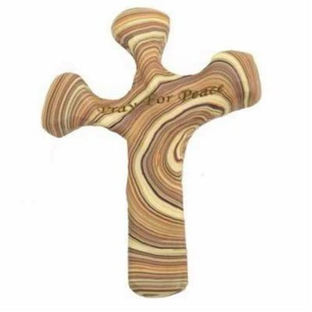Cross-Comforting Clay-Pray For Peace-Wood Look (5.5