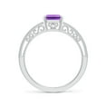 thumbnail image 2 of ANGARA Natural Emerald Cut 1.5 ct Amethyst Ring with Milgrain in 925 Sterling Silver for Women (Size-8x6mm) | February Birthstone, Anniversary, Jewelry Gift for Women | Natural Amethyst Ring, 2 of 8