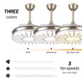 thumbnail image 4 of 4 Retractable Blades Chandelier Fan With Remote Control, Modern 42Inch 3 speed LED Ceiling fan With LED Light, Silver, Acrylic Lampshade, 4 of 7