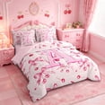 thumbnail image 2 of Manfei Pink Cherry Bow 7-Piece Twin Bedding Sets For Girls,Cartoon 3D Letter A Initial Bedding Comforter Set For Kids,Pink Reversible, 2 of 7