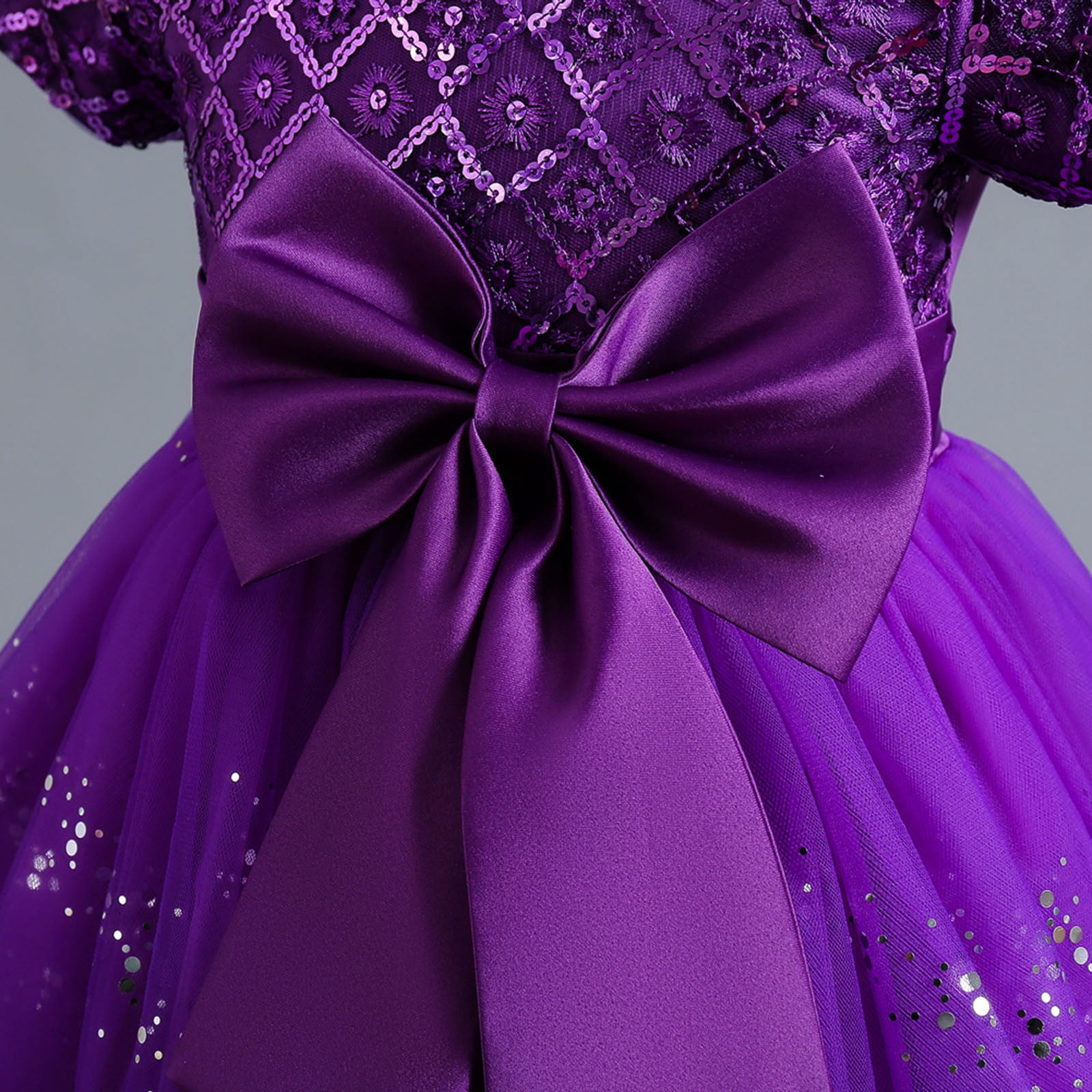 HIPYLO Girls' Special Occasion Dresses Cocktail Dress with Sleeves Beach Dresses Baby Girl Baptism Dress Infant Girl Christmas Outfit Girl Gifts 6-8, Purple 6-7 Years