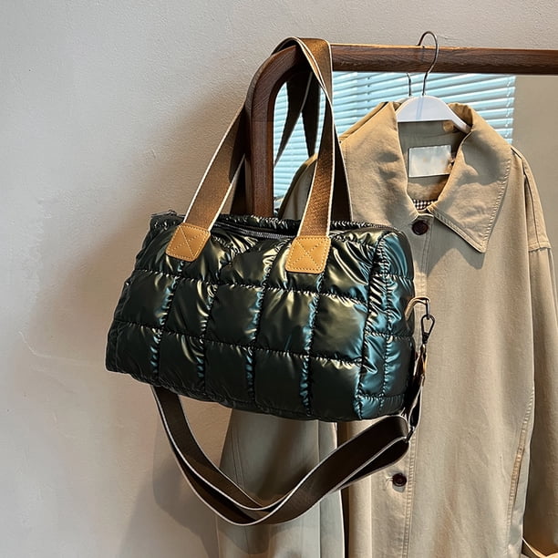 Bolso de mano de lona para mujer, bolsos de viaje portátiles simples e informales, color verde