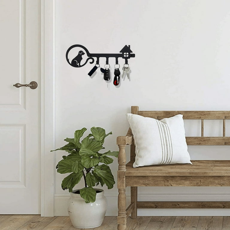 Kyoffiie Key Holder with 4 Hooks for Decoration Wall mounted Keys Stand Punching Installation Key Hanger Hook Keep Neat Iron Key Holder for Entryway Front Door Garage Walmart