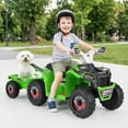 thumbnail image 2 of Costway Kids Electric ATV Car, 6V Battery-Powered Ride on Toy wirh Removable Back Trailer Green, 2 of 10
