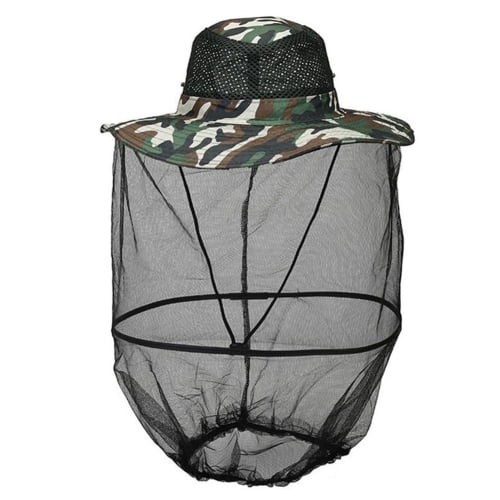 2pcs Y&Y Star Outdoor Camo/Camouflage Large 13.7 inch Brim Beekeeper Beekeeping Anti-Mosquito Bees Bee Bug Insect Fly Mask Cap Hat with Head Net Mesh Face Protection Outdoor Fishing Equipment 