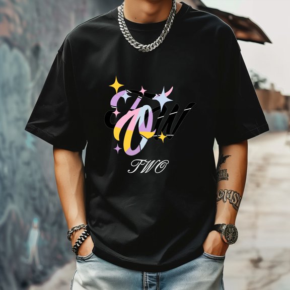 Men's T Shirt Round Neck Patterned Tee Summer New Sports Shirt Vintage Style Gift for Friends XS