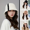 thumbnail image 5 of Warm Winter Hat Knitted Hat Women Winter Bucket Hat Thick Color Matching Soft Sun Uv Protection Short Brim Windproof Cold, 5 of 5