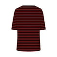thumbnail image 3 of Women V Neck Half Sleeve Tshirts Striped Tunic Tops Summer Loose Elbow Length Tees Business Casual Blouses, 3 of 4