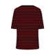 thumbnail image 4 of Camisas Sentuca de manga corta para mujer 2024, blusas informales con cuello en V y rayas sueltas, color vino XXXL, 4 of 5