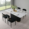 thumbnail image 4 of Morden Fort 71" Dining Table Set for 4, White Marble Top Dining Table with 4 Armless Black Boucle Chairs for Kitchen, Dining Room, Restaurant, Conference Room, 4 of 7