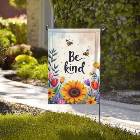 Be Kind Sunflower Garden Flag Double Sided 12x18 Inch Spring Summer Floral Outdoor Yard Decor Butterflies Flowers House Flag