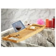 thumbnail image 4 of Alieon Bamboo Bathtub Caddy Tray, Expandable Bath Table Over Tub with Glass Book, Adjustable Organizer Tray for Bathroom, Wine and Phone Holder, Ideal Gift for Family & Friends (Pack 2), 4 of 7
