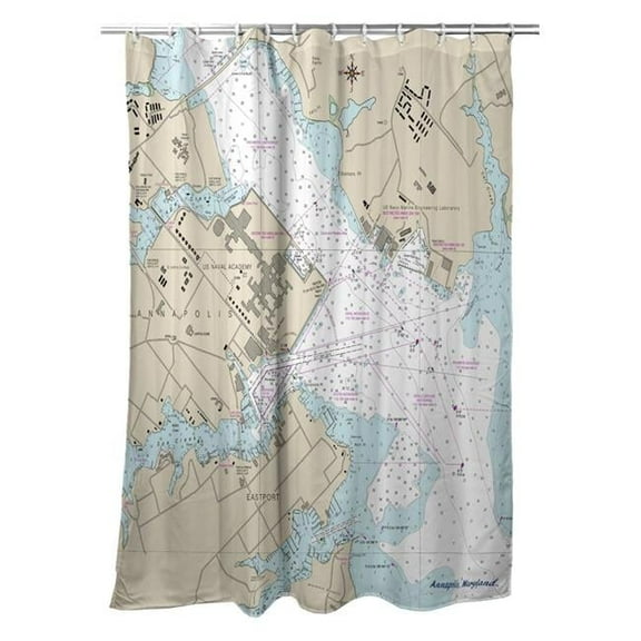 Betsy Drake SH12283AN 70 x 72 in. Annapolis - USNA, MD Nautical Map Shower Curtain