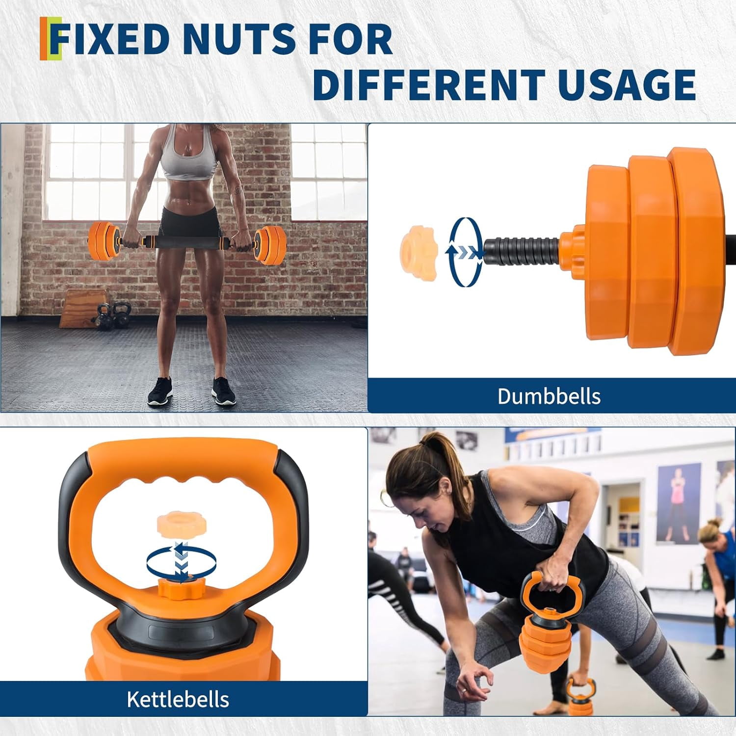 4-in-1 Adjustable Dumbbell Set, Weight Set Used as Dumbbell, Barbell, Kettlebells & Push up Stand, Home Gym Fitness Exercise Equipment for Men Women