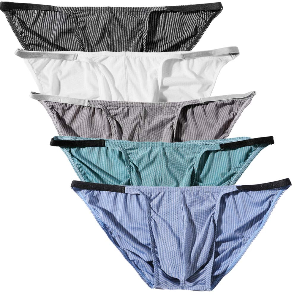 Summer Code Men's Sexy Briefs Elastic Ruched Back Bikini Underwear Pack 
