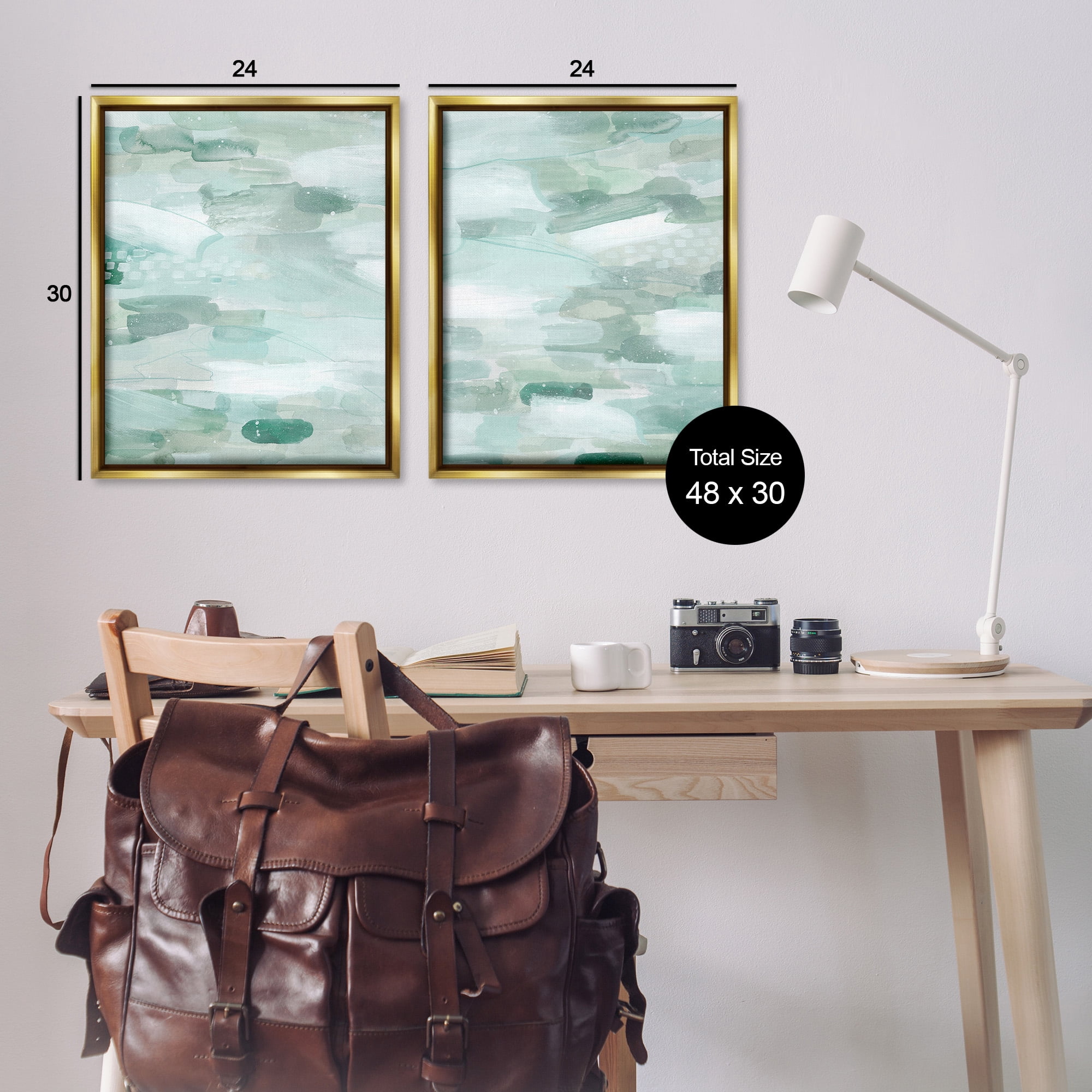 Stupell Industries Beachy Abstract Pattern Abstract Painting Gold Floater Framed Canvas Art Print Wall Art, 25 x 31, Set of 2