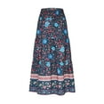 thumbnail image 6 of Abomasnow Women's Plus Size Skirts Elastic High Waisted Casual Skirt Summer Boho Floral Tiered Midi Skirts Navy M, 6 of 6