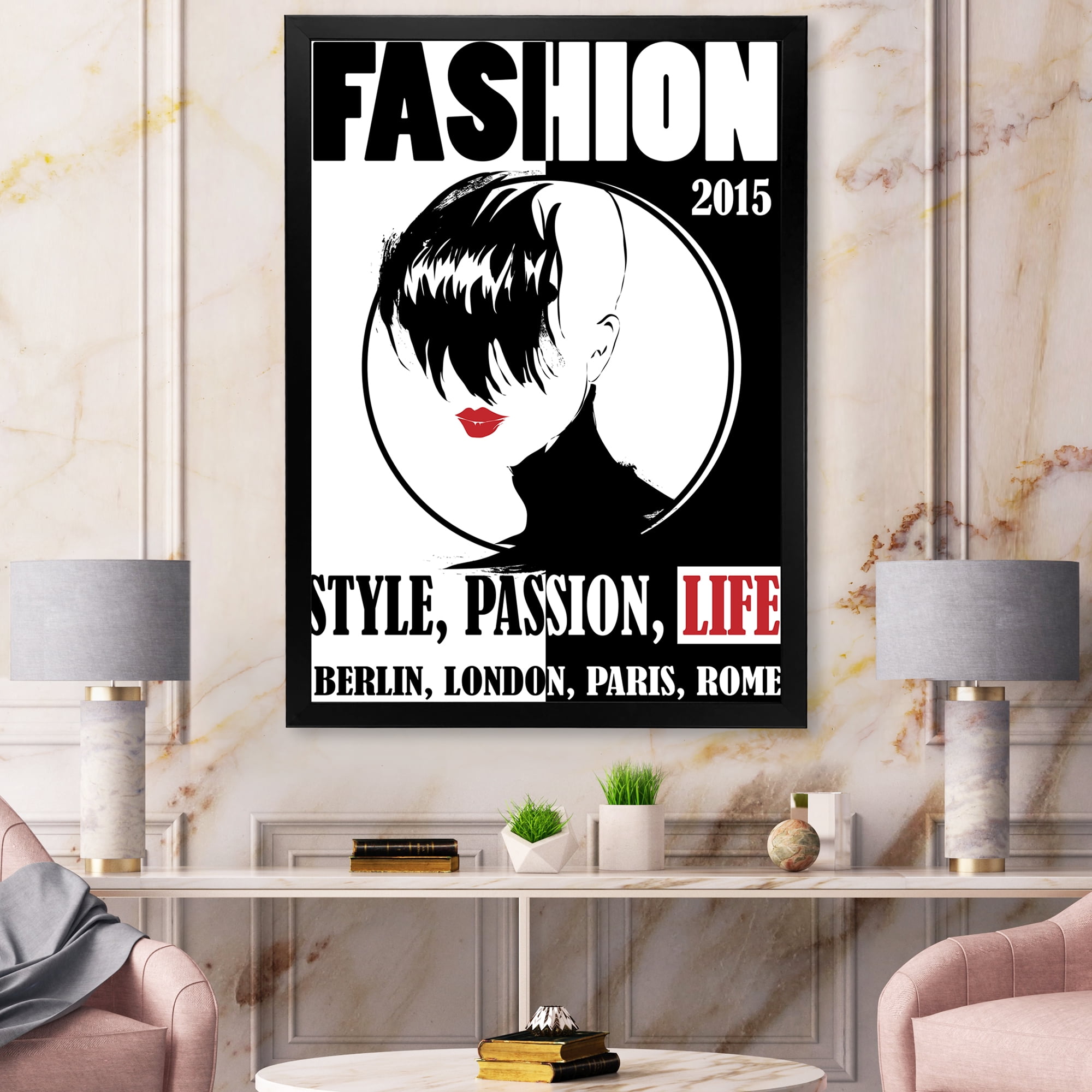 Designart 'Style Passion Life Fashion Woman III' Vintage Framed Art Print