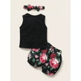 thumbnail image 3 of Franhais 3Pcs Baby Girls Summer Outfit, Letter Print Tank Tops + Floral Print Bloomer + Hairband for Toddlers, 0-18 Months, 3 of 7