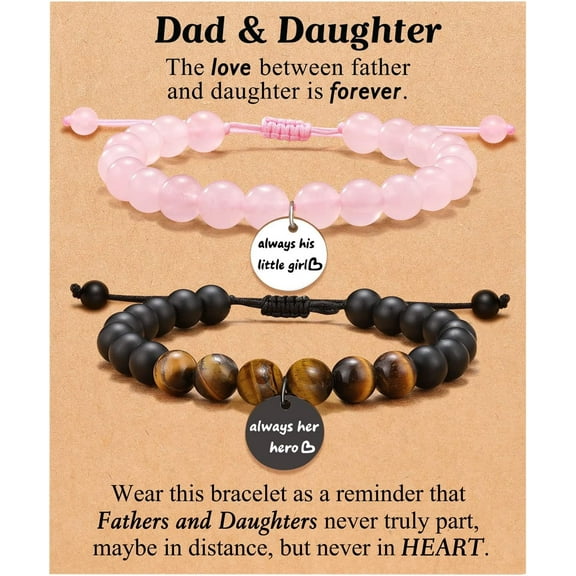 Matching pairs of bracelets, gifts for dads daughters, stepdaughters, fathers sons - Father's Day Birthday Valentine's Day Gifts