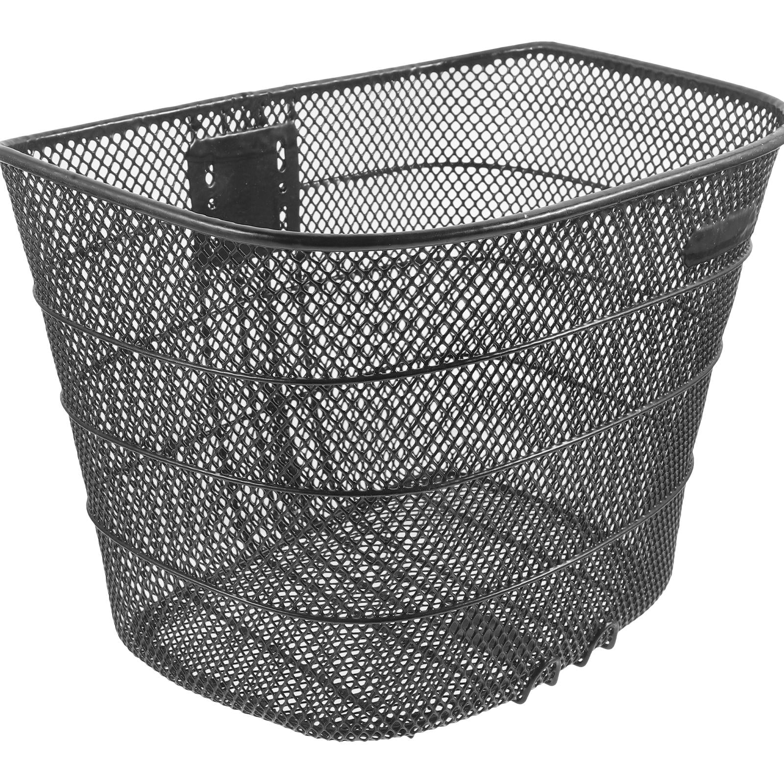 PTOOTP Black Metal Bike Front Basket Large Capacity Easy to Install Stable Storage